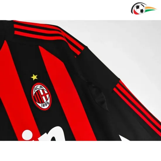 Camisa Retrô Titular AC Milan 2008/09 Vermelho/Preto Manga Longa