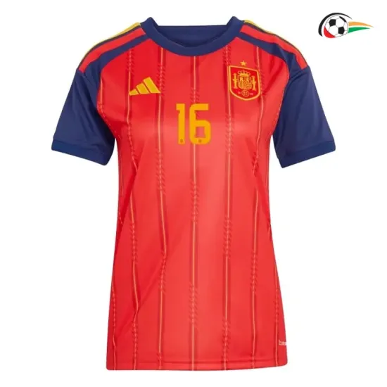 Camisa Titular Feminina Rodrigo 16 España 2026 Vermelho/Azul