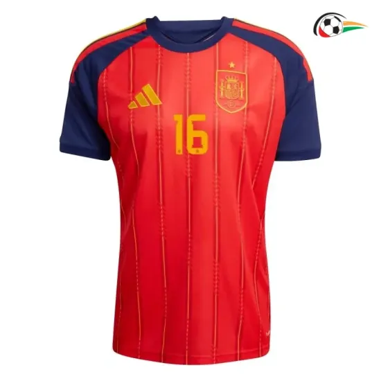 Camisa Titular Rodrigo 16 España 2026 Vermelho/Azul