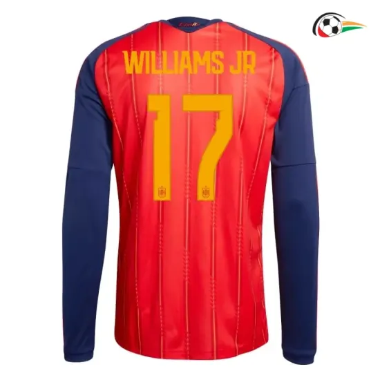 Camisa Titular Williams Jr 17 España 2026 Vermelho/Azul Manga Longa