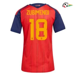 Camisa Titular Feminina Zubimendi 18 España 2026 Vermelho/Azul
