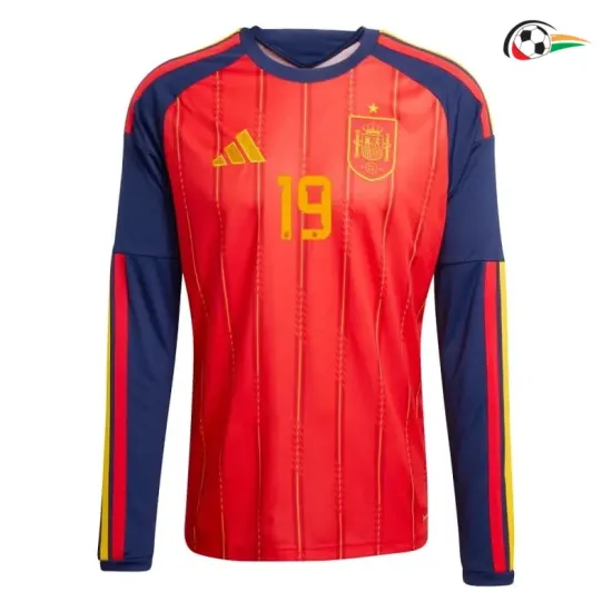 Camisa Titular Lamine Yamal 19 España 2026 Vermelho/Azul Manga Longa