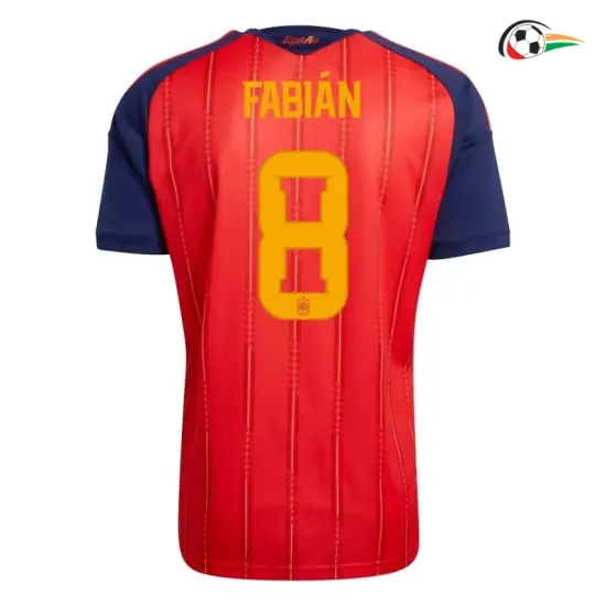 Camisa Titular Fabián 8 España 2026 Vermelho/Azul