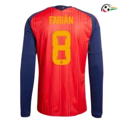 Camisa Titular Fabián 8 España 2026 Vermelho/Azul Manga Longa