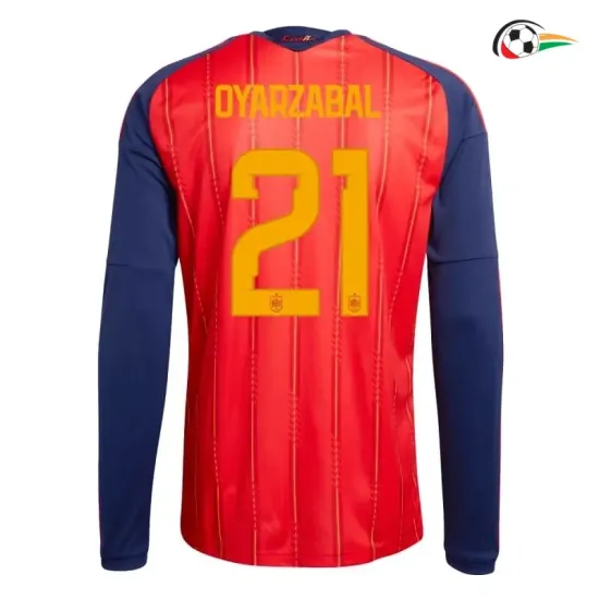 Camisa Titular Oyarzabal 21 España 2026 Vermelho/Azul Manga Longa