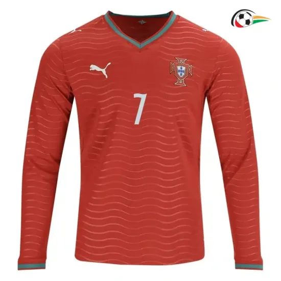 Camisa Titular Ronaldo 7 Portugal 2026 Vermelho Manga Longa