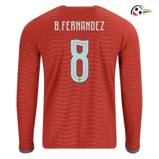 Camisa Titular B.Fernandes 8 Portugal 2026 Vermelho Manga Longa