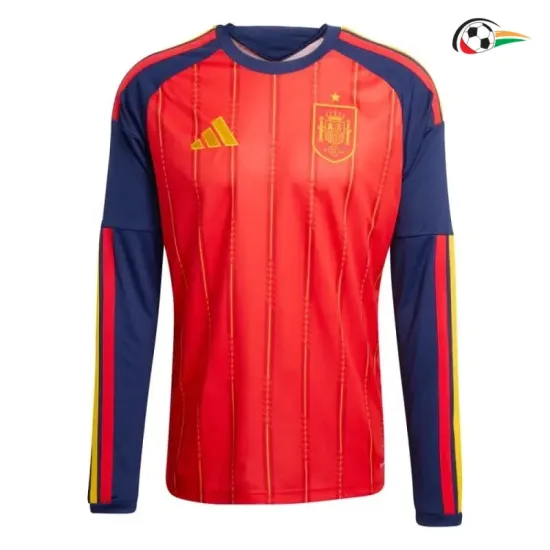 Camisa Titular España 2026 Vermelho/Azul Manga Longa