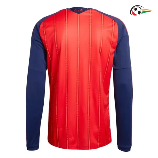 Camisa Titular España 2026 Vermelho/Azul Manga Longa