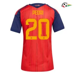Camisa Titular Feminina Pedri 20 España 2026 Vermelho/Azul