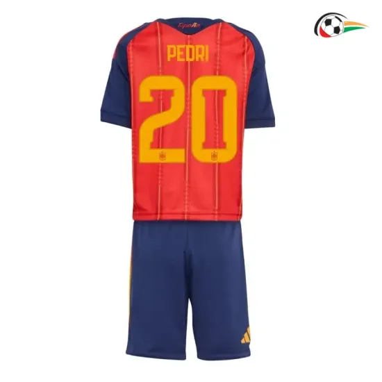 Camisa Titular Infantil Pedri 20 España 2026 Vermelho/Azul