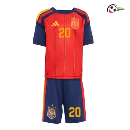 Camisa Titular Infantil Pedri 20 España 2026 Vermelho/Azul
