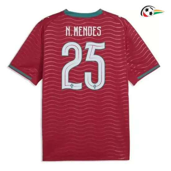 Camisa Titular N.Mendes 25 Portugal 2026 Vermelho