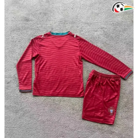 Camisa Titular Infantil Portugal Copa do Mundo 2026 Vermelho Manga Longa