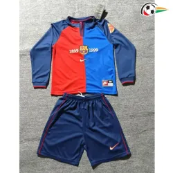 Camisa Retrô Infantil Barcelona 1899/1999 Centenário Azul/Vermelho Manga Longa