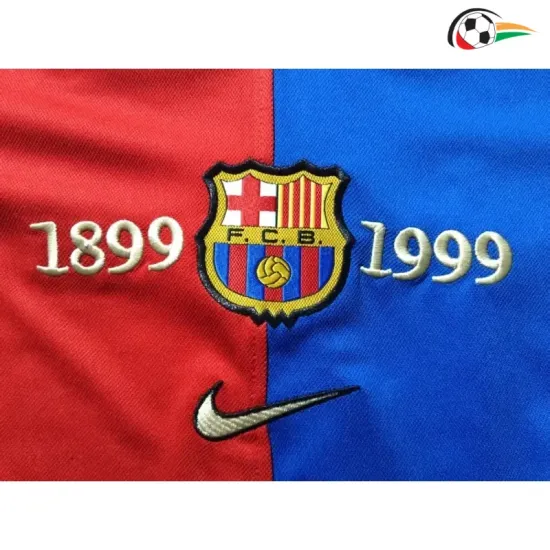 Camisa Retrô Infantil Barcelona 1899/1999 Centenário Azul/Vermelho Manga Longa