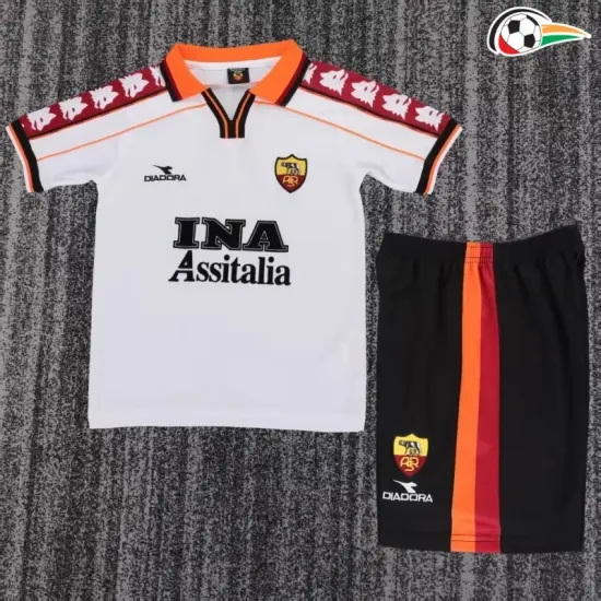 Camisa Retrô Reserva Infantil AS Roma 1998/99 Branco