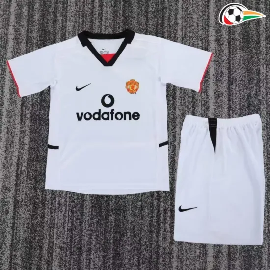 Camisa Retrô Reserva Infantil Manchester United 2002/03 Branco