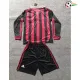 Camisa Retrô Titular Infantil AC Milan 2009/10 Vermelho/Preto Manga Longa