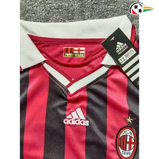 Camisa Retrô Titular Infantil AC Milan 2009/10 Vermelho/Preto Manga Longa