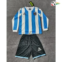 Camisa Retrô Titular Infantil Argentina 1998 Branco/Azul Manga Longa