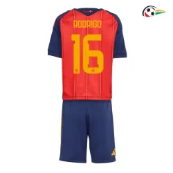 Camisa Titular Infantil Rodrigo 16 España 2026 Vermelho/Azul