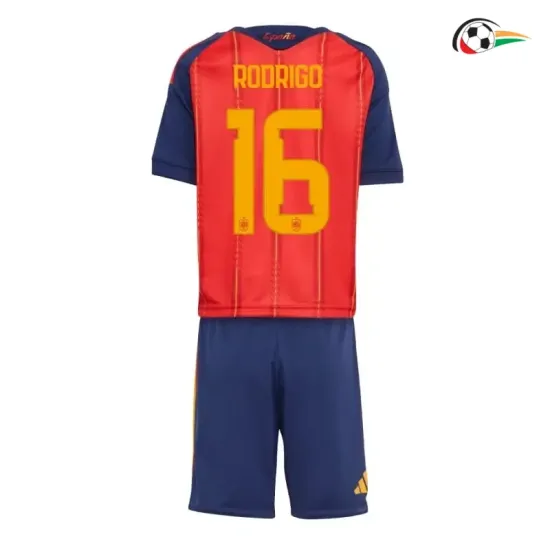 Camisa Titular Infantil Rodrigo 16 España 2026 Vermelho/Azul