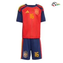 Camisa Titular Infantil Rodrigo 16 España 2026 Vermelho/Azul
