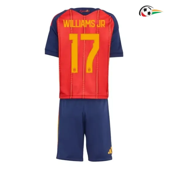Camisa Titular Infantil Williams Jr 17 España 2026 Vermelho/Azul
