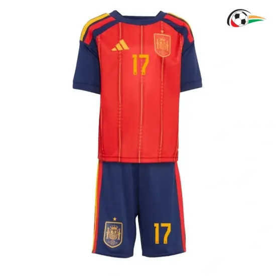 Camisa Titular Infantil Williams Jr 17 España 2026 Vermelho/Azul