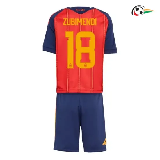 Camisa Titular Infantil Zubimendi 18 España 2026 Vermelho/Azul