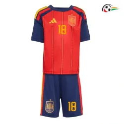 Camisa Titular Infantil Zubimendi 18 España 2026 Vermelho/Azul