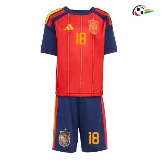 Camisa Titular Infantil Zubimendi 18 España 2026 Vermelho/Azul