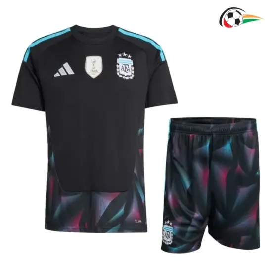 Camisa de Goleiro Titular Infantil Argentina Copa do Mundo 2026 Preto