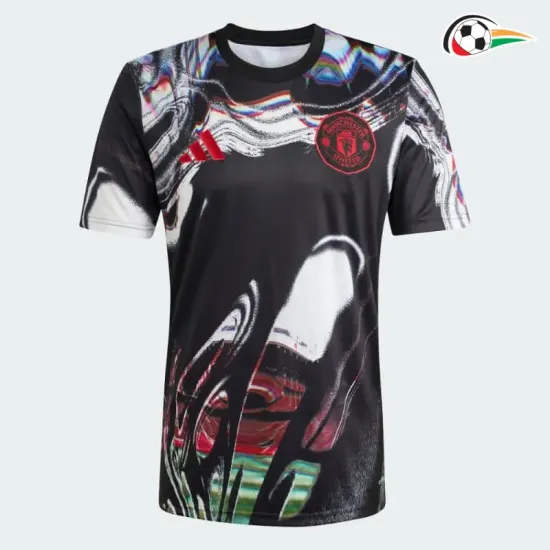 Camisa de Treino Manchester United 2025/2026 Pré-Corrida Preto com Estampa