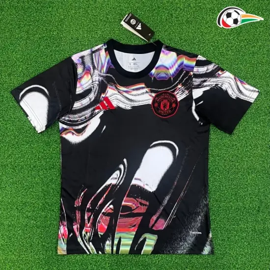Camisa de Treino Manchester United 2025/2026 Pré-Corrida Preto com Estampa