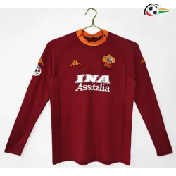 Camisa Retrô Titular AS Roma 2000/2001 Vermelho Manga Longa