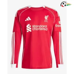 Camisa Titular Liverpool 2025/26 Vermelho Manga Longa