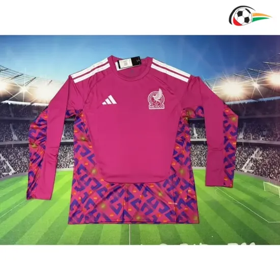 Camisa de Goleiro Titular México Copa do Mundo 2026 Rosa Manga Longa