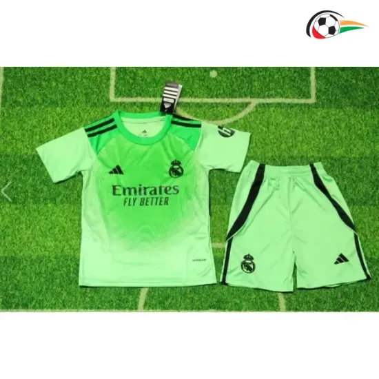 Camisa de Goleiro Infantil Real Madrid 2025/2026 Verde com Patch HP