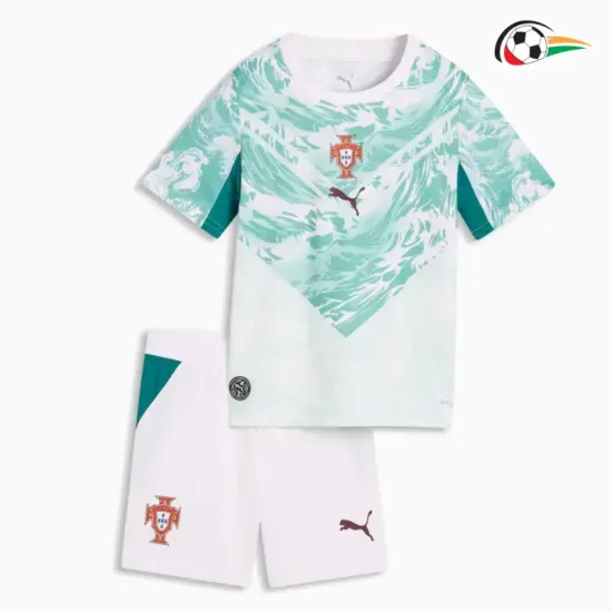 Camisa Reserva Infantil Portugal Copa do Mundo 2026 Verde/Branco
