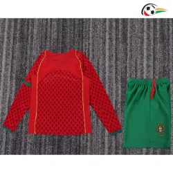Camisa Retrô Titular Infantil Portugal 2004 Vermelho/Verde Manga Longa