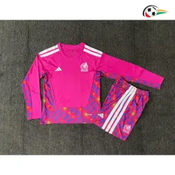 Camisa de Goleiro Titular Infantil México Copa do Mundo 2026 Rosa Manga Longa