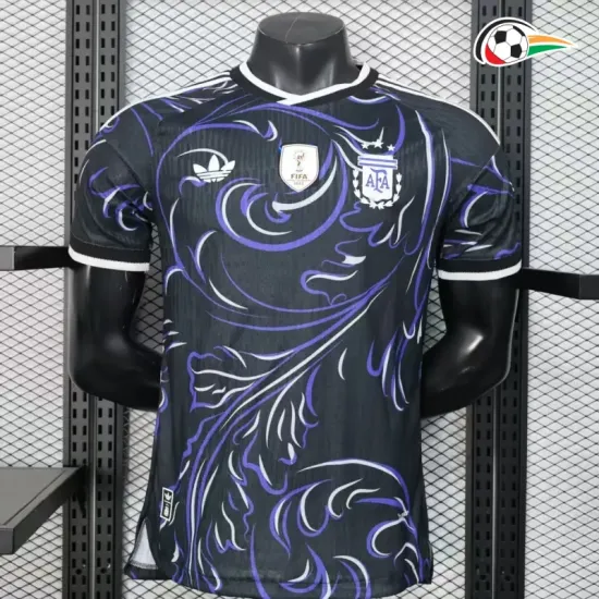Camisa Reserva Versão Jogador Argentina Copa do Mundo 2026 Preto/Roxo com FIFA2022
