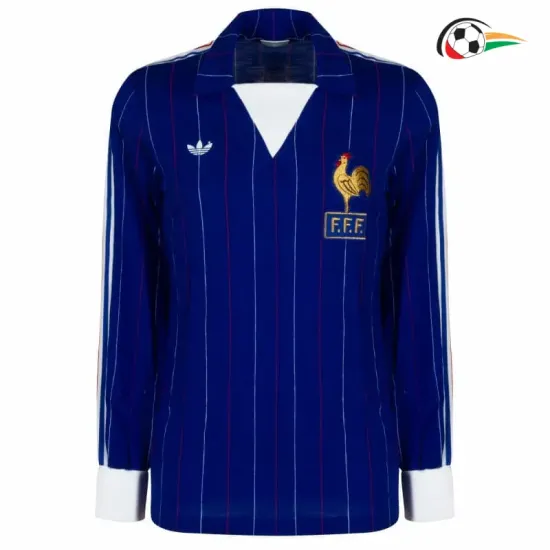 Camisa Retrô Titular Francia 1980/82 Azul Manga Longa