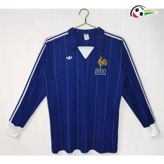 Camisa Retrô Titular Francia 1980/82 Azul Manga Longa