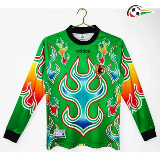 Camiseta Retrô de Goleiro Japon 1998 Verde Manga Longa