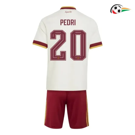 Camisa Reserva Infantil Pedri 20 España Copa do Mundo 2026 Branco/Vermelho