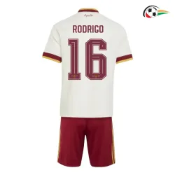 Camisa Reserva Infantil Rodrigo 16 España Copa do Mundo 2026 Branco/Vermelho