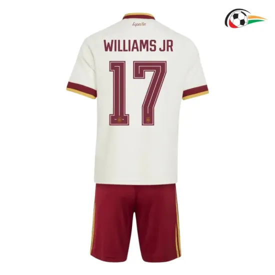 Camisa Reserva Infantil Williams Jr 17 España Copa do Mundo 2026 Branco/Vermelho